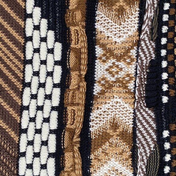 Vintage Protege Collection Stripe Coogi Style Sweater Brown 90s 3D Funky Knit-XL - Picture 11 of 14